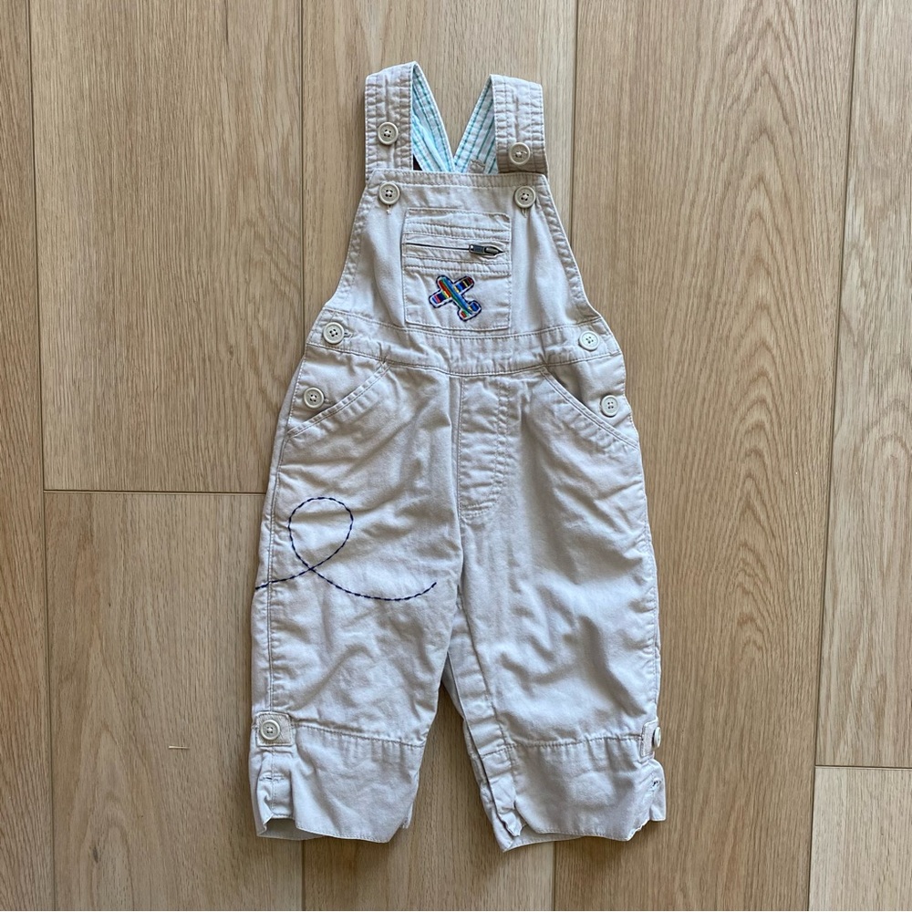 Baby GAP Khaki Embroidered Overalls Infant-3 Months